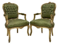 Pair French style gilt wood bedroom chairs