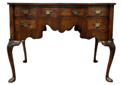 Queen Anne style serpentine walnut writing table