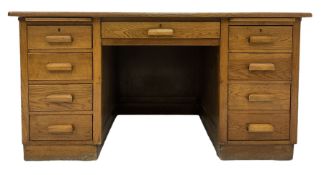 Mid-20th century oak twin pedestal desk