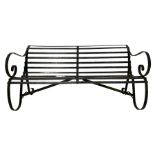 Iron banded strapwork garden bench