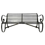 Iron banded strapwork garden bench