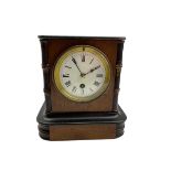 French timepiece mantle clock c1890 in a mahogany case with ebonised detail