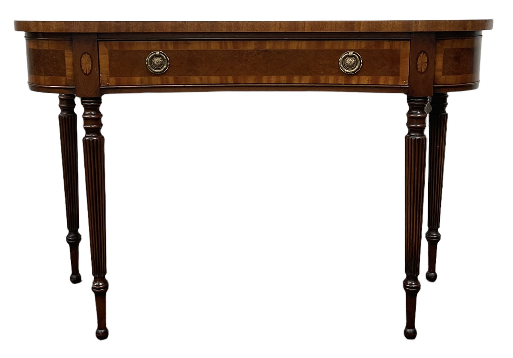 Burr walnut serpentine hall table