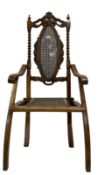 19th century walnut folding campaign chair