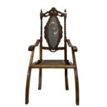 19th century walnut folding campaign chair