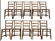 Set ten chapel chairs