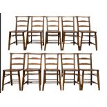 Set ten chapel chairs