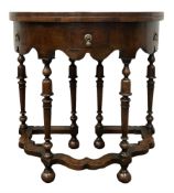 Queen Anne style burr walnut demi lune table