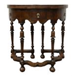 Queen Anne style burr walnut demi lune table