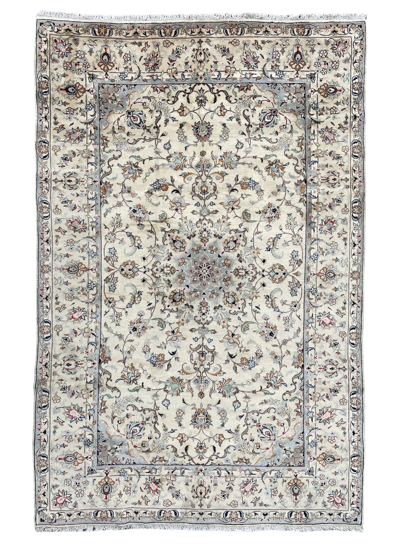 Persian Kashan ivory ground rug