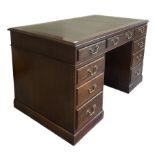 Late Victorian walnut twin pedestal writing desk