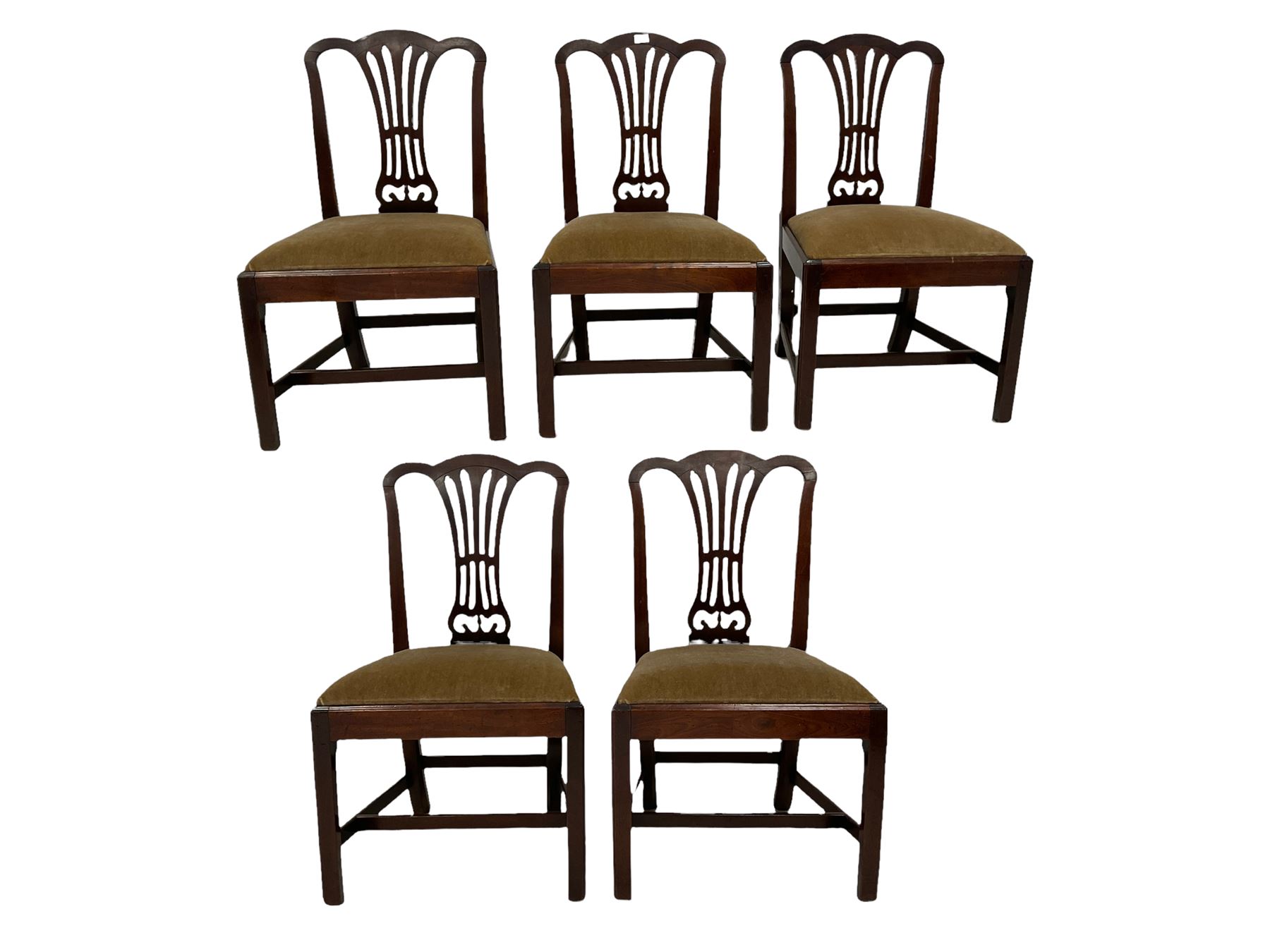 Set five George III mahogany dining chairs