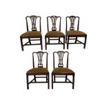Set five George III mahogany dining chairs