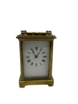 Late 19th century French carriage clock with a timepiece movement and replacement lever platform esc