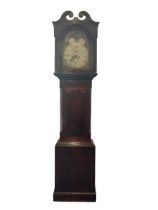 Mid Victorian 8-day mahogany longcase clock with a painted dial and moon phase disc to the break arc