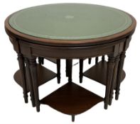 Nest of five mahogany tables