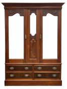 Edwardian figured walnut double wardrobe