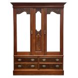 Edwardian figured walnut double wardrobe