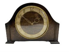Smiths oak cased 1960's mantle clock with gilt Arabic numerals and baton hands