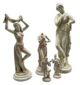 Quantity of five near marble statues depicting classical figures max H64cm