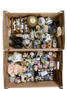 Quantity of ceramic figurines including Regency Fine Arts etc. together with music boxes in the form