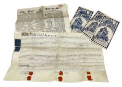Hull interest: Indenture dating from 1796 together with Hull Palace flyers and The Hull Advertiser