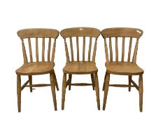 Set three beech farmhouse chairs