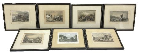 Essex Scenes and Attractions - set seven early-mid 19th century engravings with hand colouring inclu