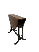 Mahogany drop leaf table with ebonised base