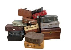 Quantity of suitcases including metal banded trunk (17)