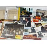 Bag of lobby cards and a folder of railway documents including Work Sheets