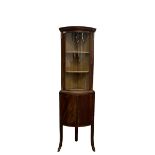 Mid to late 20th century mahogany bow front corner cabinet