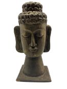 Carved wooden Buddha head H44cm