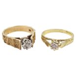 Two 9ct gold diamond chip rings