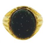 Victorian 9ct gold bloodstone signet ring by Edward Vaughton