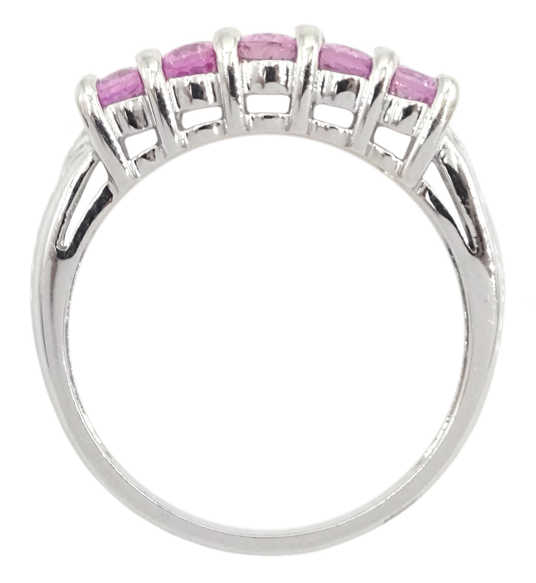 9ct white gold five stone oval pink sapphire ring - Image 4 of 4