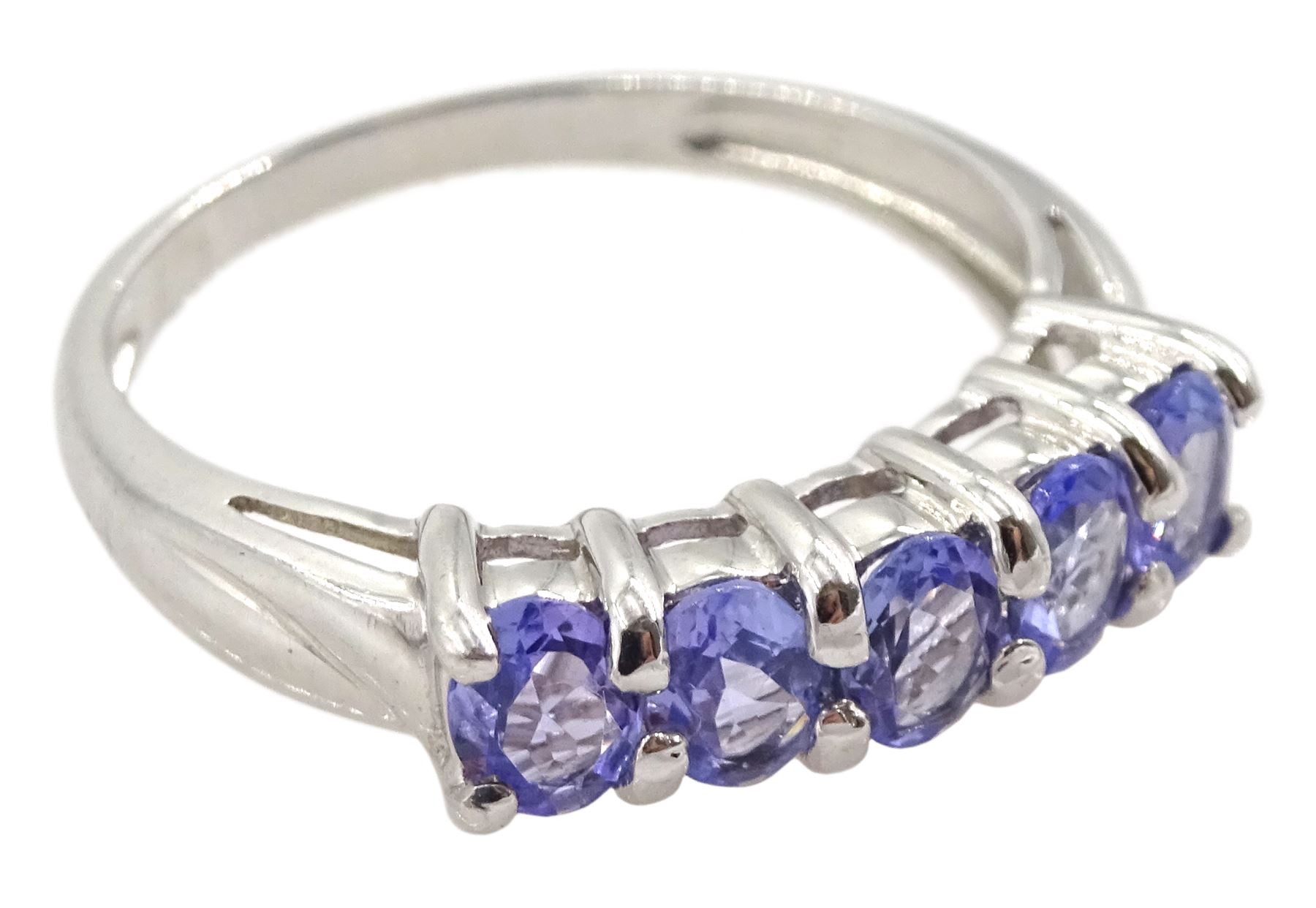 9ct white gold five stone oval tanzanite ring - Image 3 of 4
