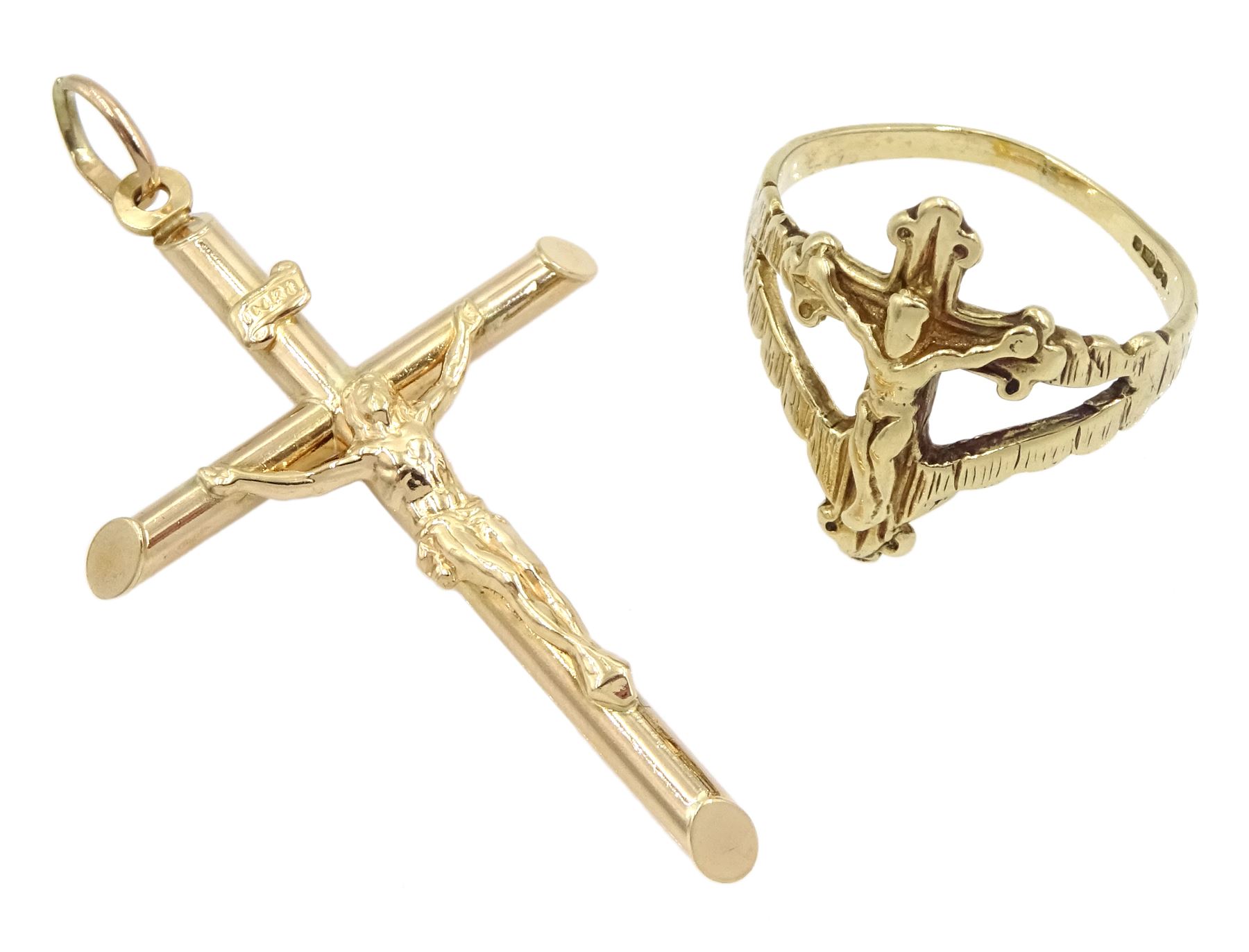 Gold cross pendant and gold cross ring