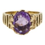 9ct gold single stone amethyst ring