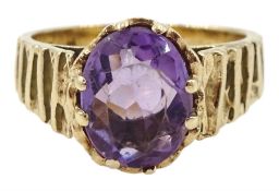 9ct gold single stone amethyst ring