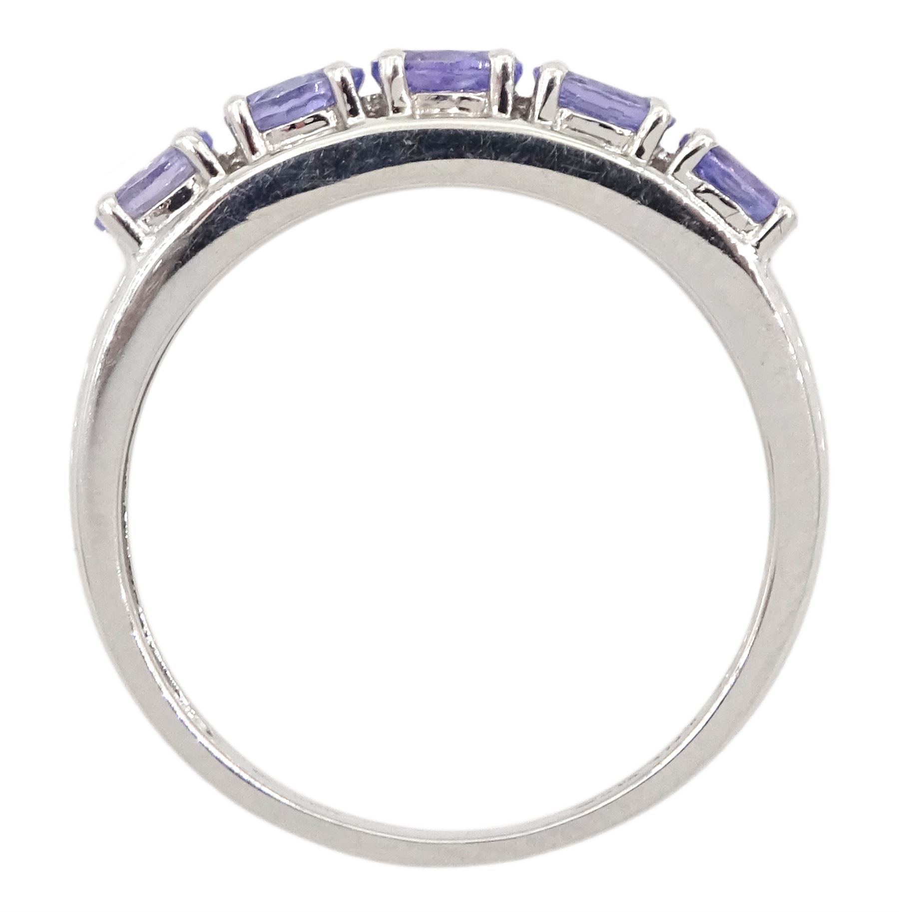 14ct white gold five stone oval tanzanite ring - Image 4 of 4