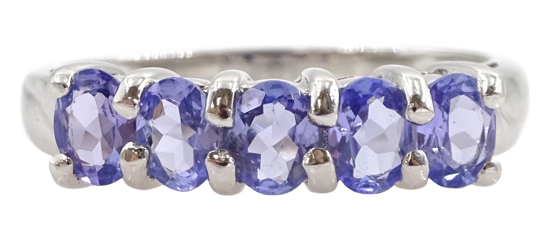 9ct white gold five stone oval tanzanite ring