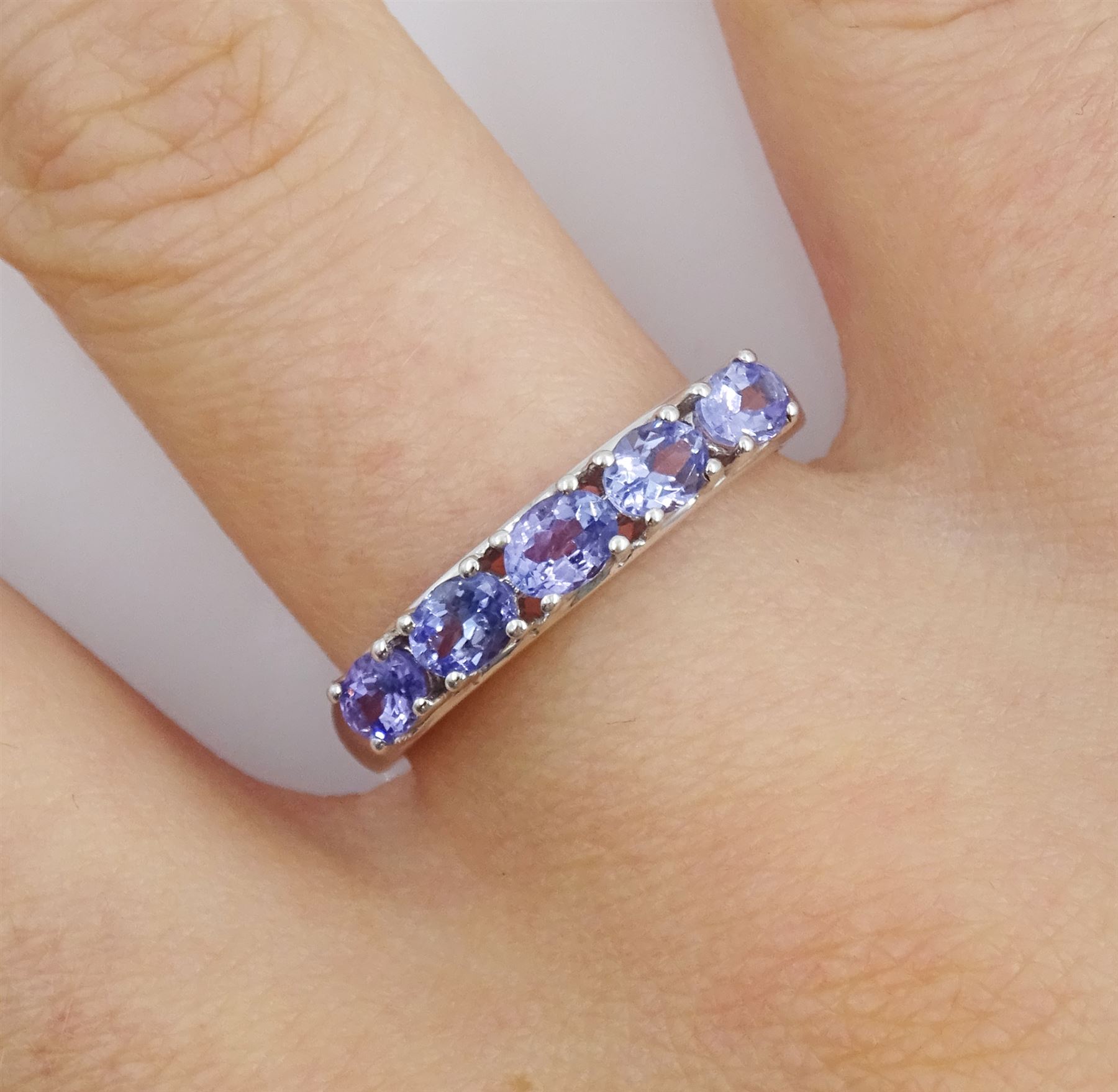 14ct white gold five stone oval tanzanite ring - Image 2 of 4