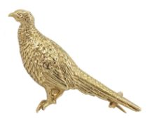 9ct gold pheasant bar brooch