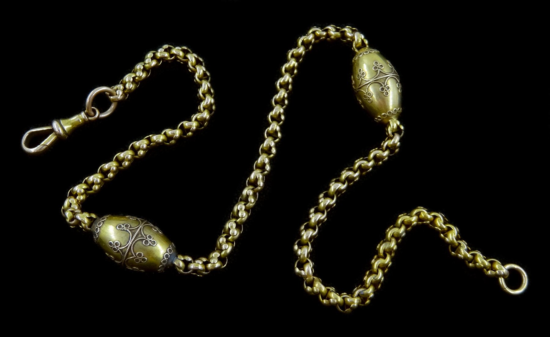 Victorian Etruscan revival 15ct gold fancy link necklace - Image 2 of 2