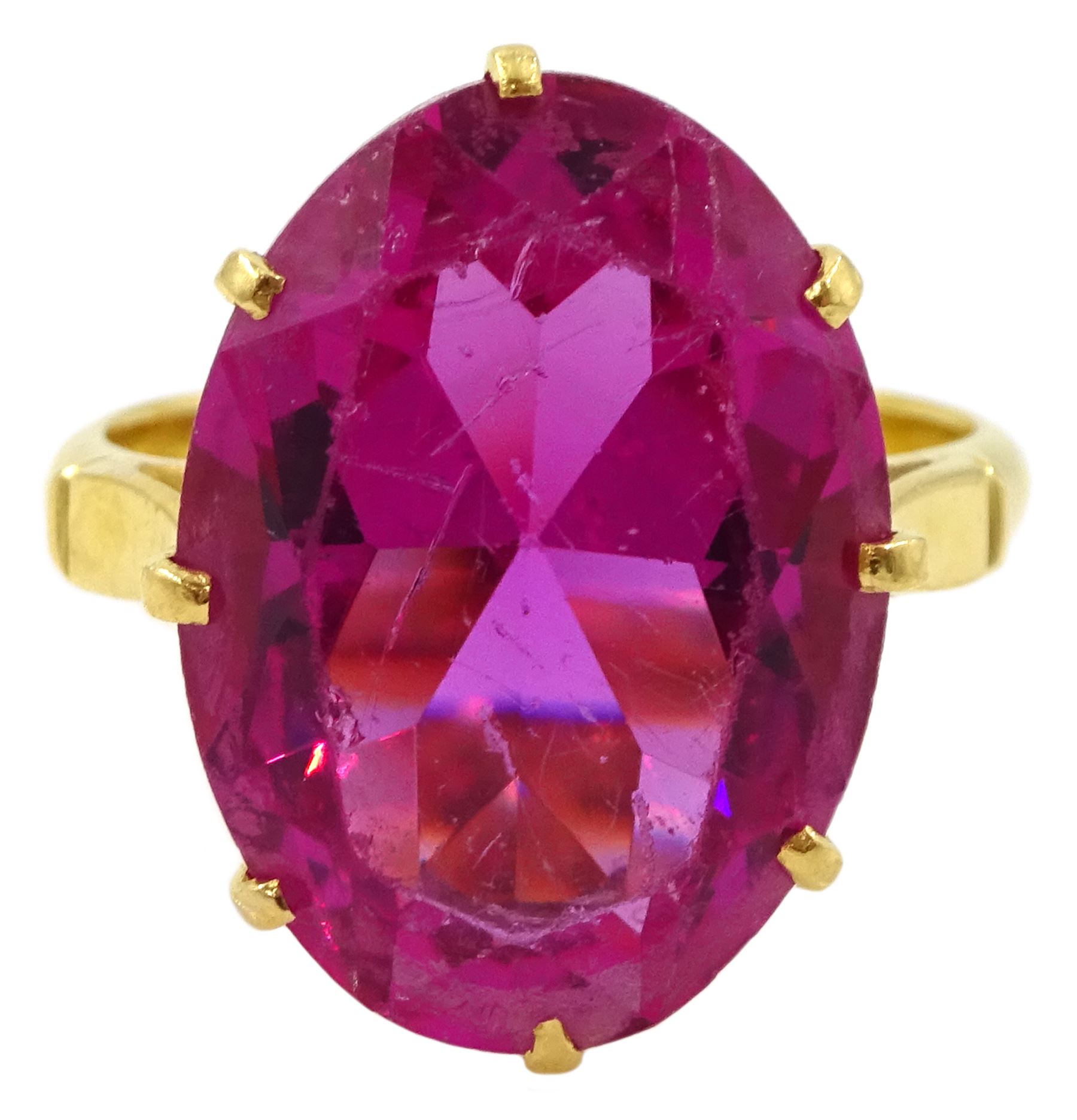 22ct gold gold single pink synthetic stone ring