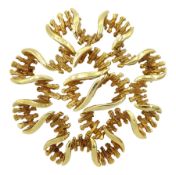 9ct gold polished and textured abstract design brooch