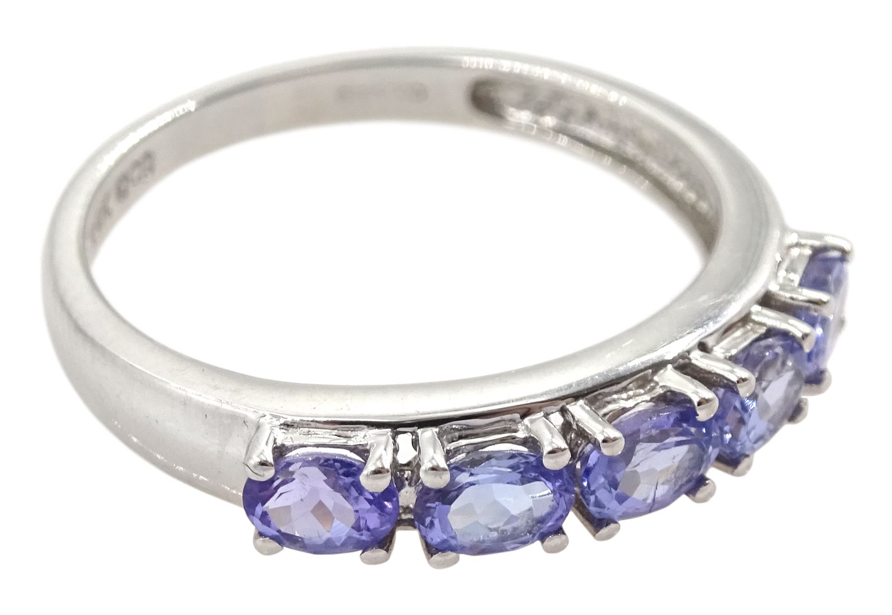 14ct white gold five stone oval tanzanite ring - Image 3 of 4