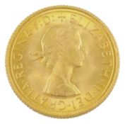 Queen Elizabeth II 1963 gold full sovereign coin