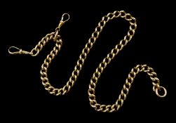 9ct gold curb link watch chain/necklace with two clips